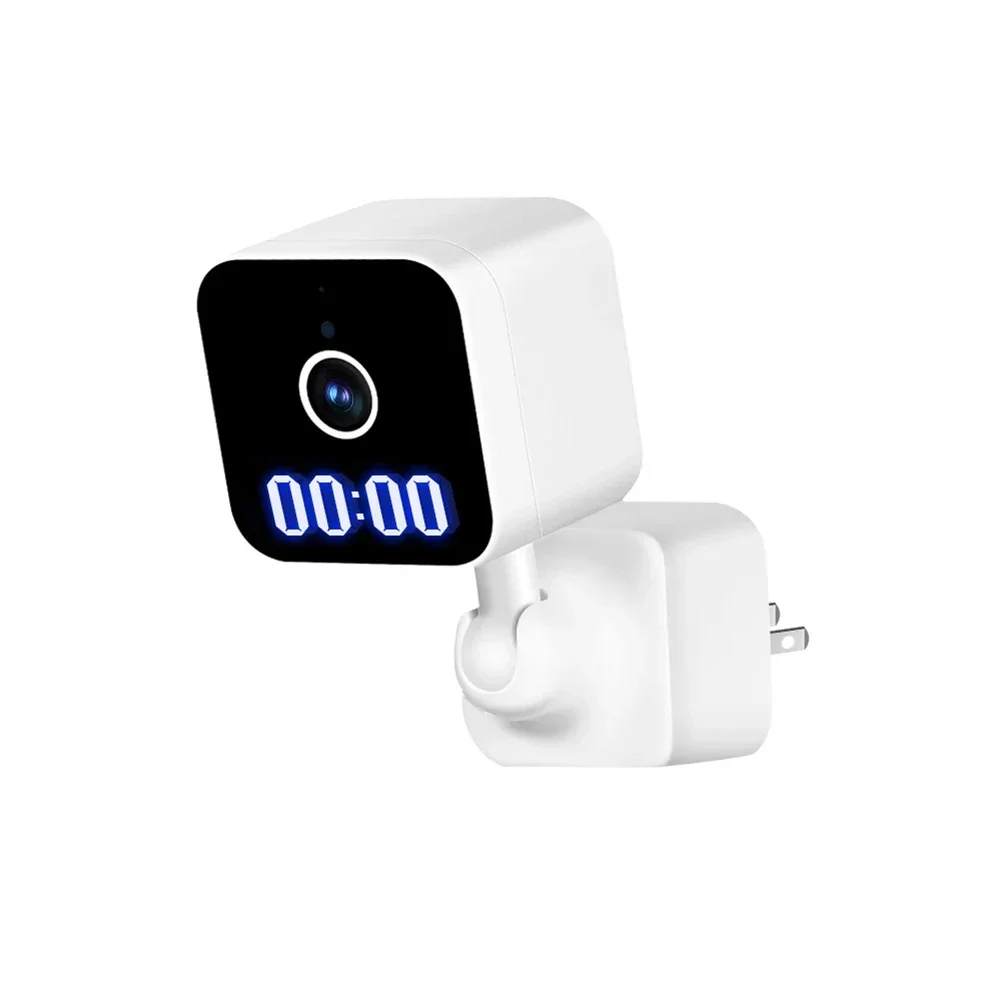 Digital Clock TuyaSmart APP Control for Baby/Pet/Dog WiFi Plug in Security Camera IR Night Vision 1080P HD Motion Detection with