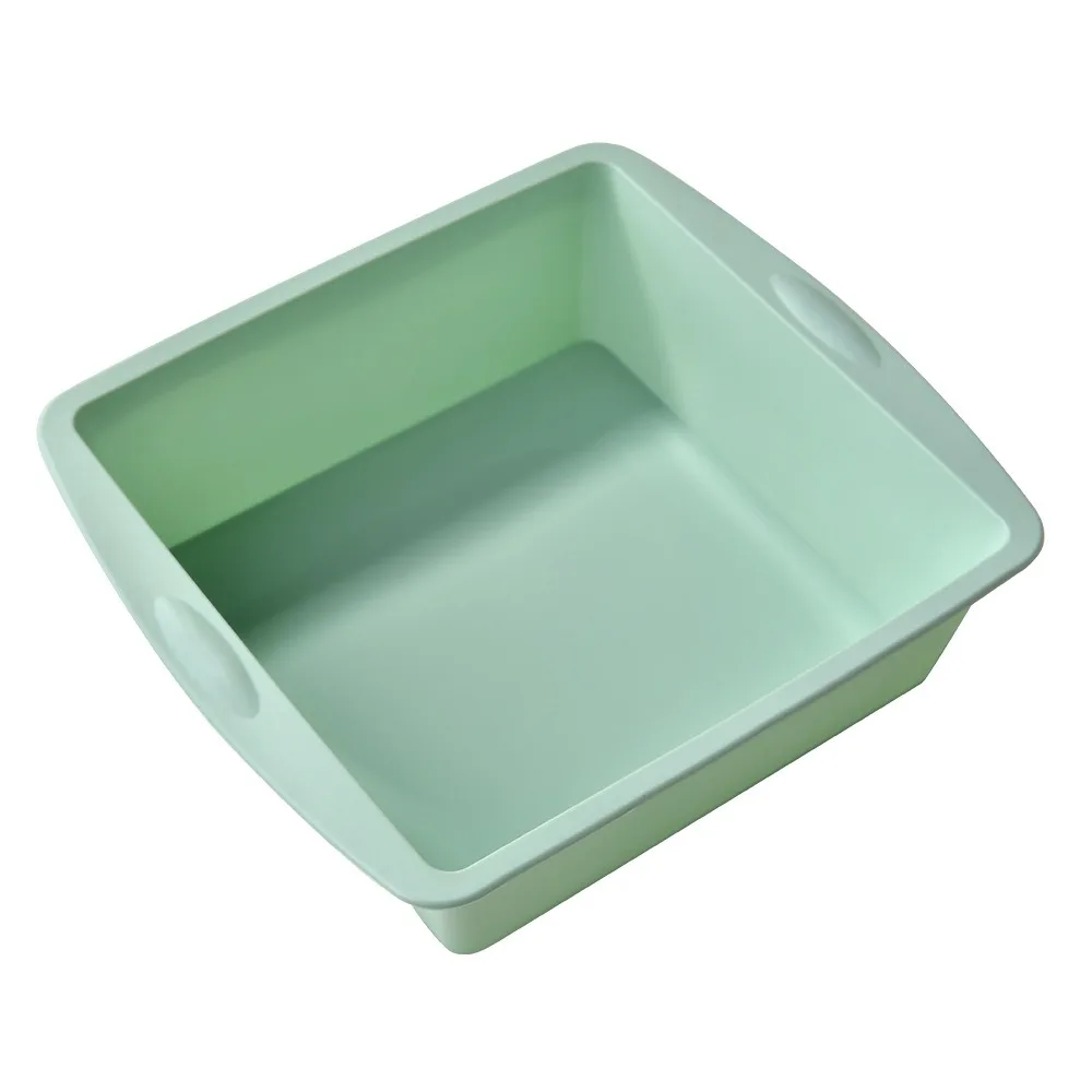 

New Silicone Square Cake Plate Household DIY Baking Cake Mold Reusable Anti-Slip Handle Brownie Pot