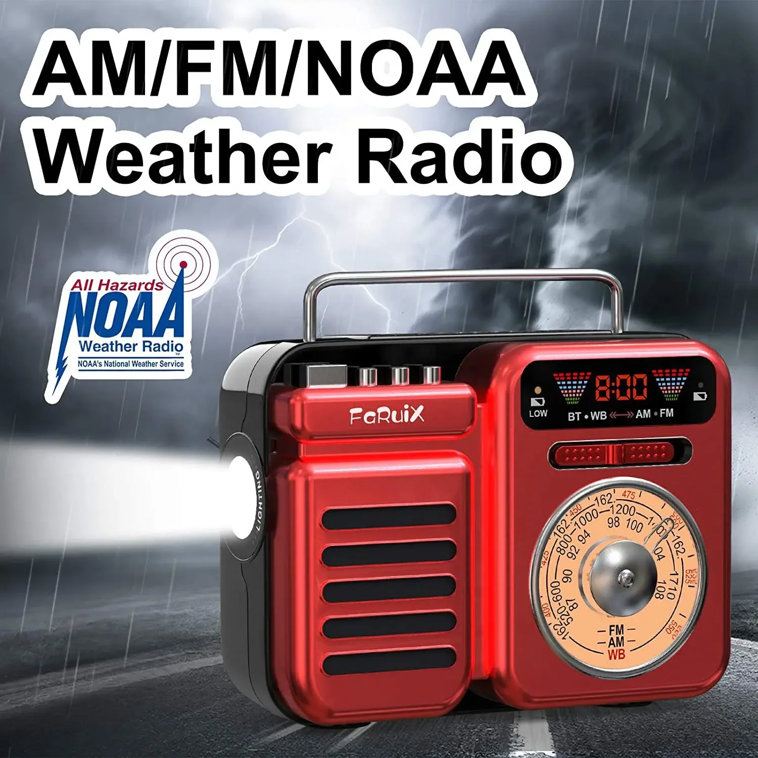 

Portable Radio FM AM Emergency Solar Hand Crank Radio NOAA Weather Radio Receiver Bluetooth-compatible TF Card Music Players