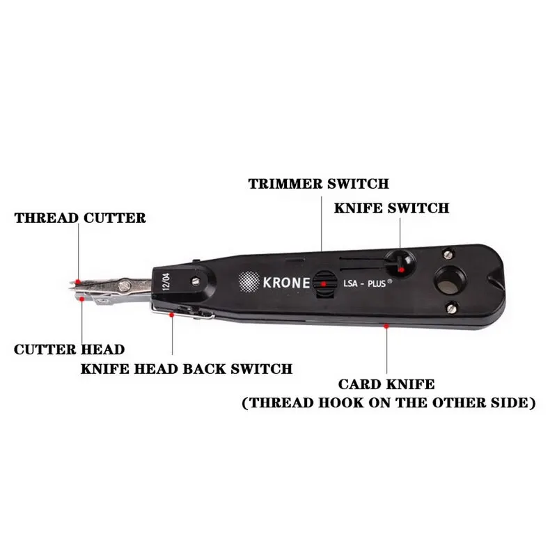 Silver Adjustable LSA-Plus Punch Down Tool with Sensor for Telecom Phone, RJ11 LAN Network, Cat5 RJ45 Patch Panel