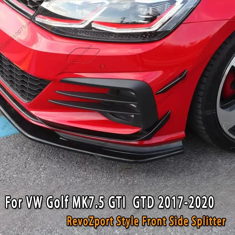 For VW Golf Mk7.5 GTI GTD 2017-2020 RevoZport Style Front Bumper Side Splitters Car Front Bumper Side Canard Spoiler Wings