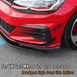 For VW Golf Mk7.5 GTI GTD 2017-2020 RevoZport Style Front Bumper Side Splitters Car Front Bumper Side Canard Spoiler Wings