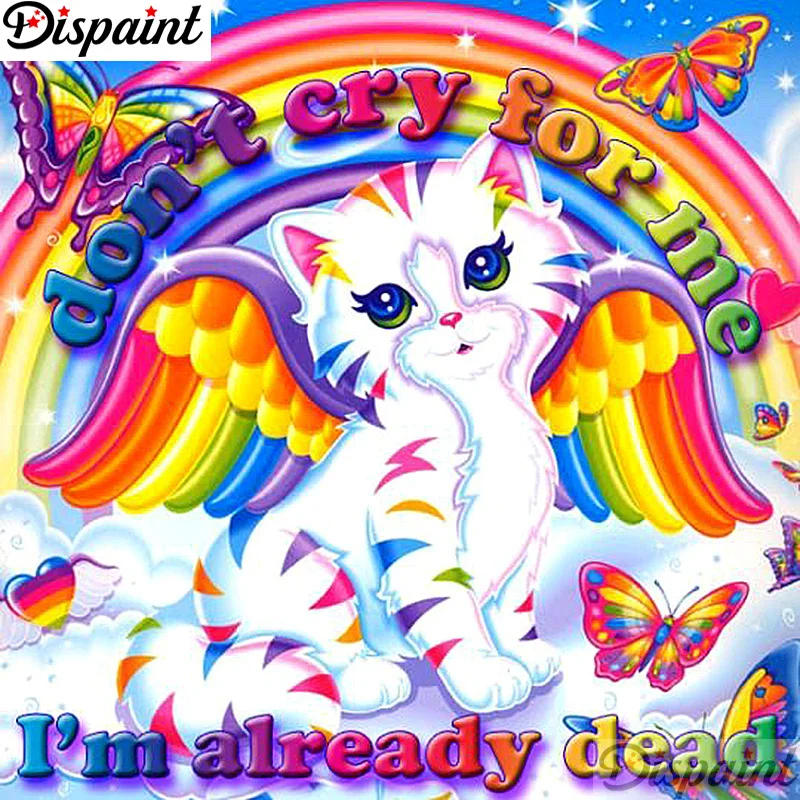 

Dispaint Full Square/Round Drill 5D DIY Diamond Painting "Rainbow cat" Embroidery Cross Stitch 3D Home Decor A12675