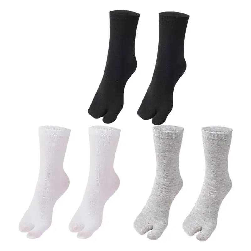 Comfortable Japanese Men And Women Summer Fiber Two Finger Socks Black Kimono Flip Flop Sandal Split White Tabi Toe Socks