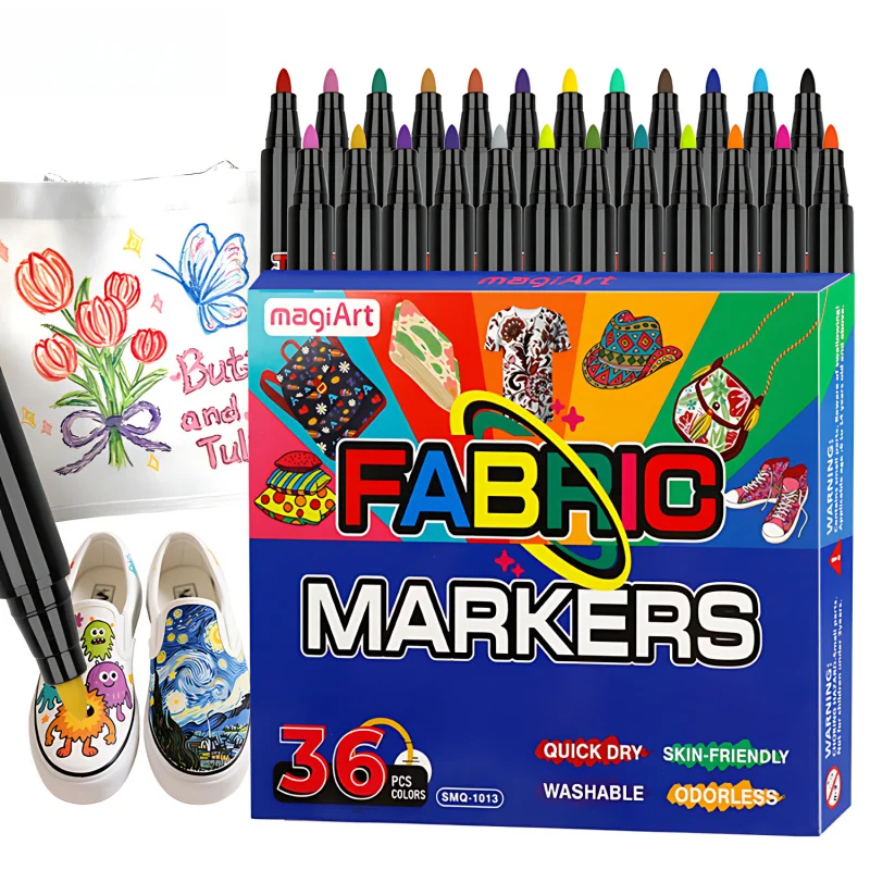 

Маркеры для ткани перманентные, 12/24/36 цветов, двусторонние с тонким и скошенным наконечниками, ручки-краски для одежды, холста, сумок-тоут