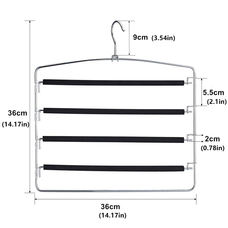 ABWR gantungan celana panjang, gantungan baju longgar Multi lapisan anti selip lengan ayun penghemat ruang untuk Pa