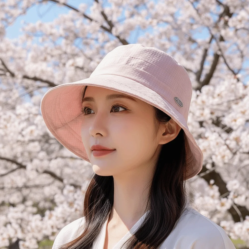 

Portable Bowknot Women Fisherman Hat Wide Brim Breathable Bow Bucket Hat Sun Protection Solid Color Sunshade Hat Beach