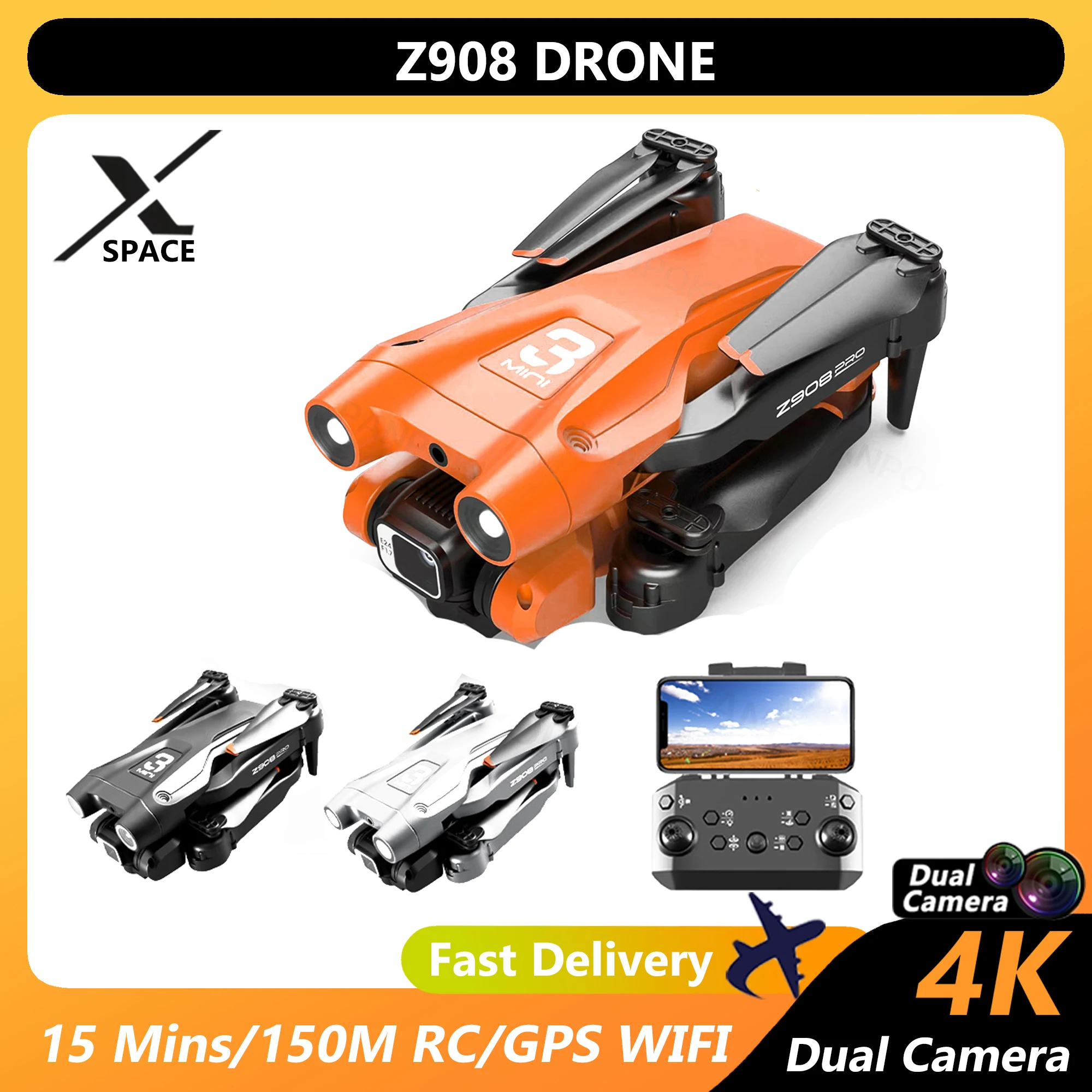 

Hot Z908 Drone 2.4G WIFI 4k Professional Helicopter Obstacle Avoidance Helicopter Remote Control Quadcopter RC Drone UAV Toys