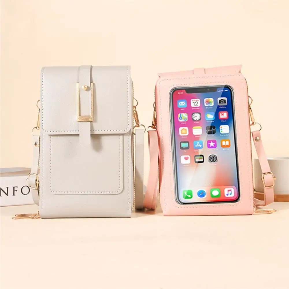 

Touch Screen Window Phone Bag Adjustable Strap Vertical Design RFID Anti Theft Purse Lightweight & Compact Smooth Faux Leather