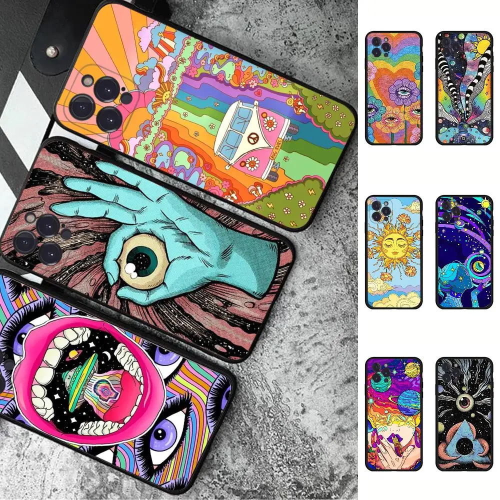 Indie Hippie Art Phone Case For iPhone 6 7 8 Plus 11 12 13 14 Pro SE 2020 MAX Mini X XS XR Back Funda Cover