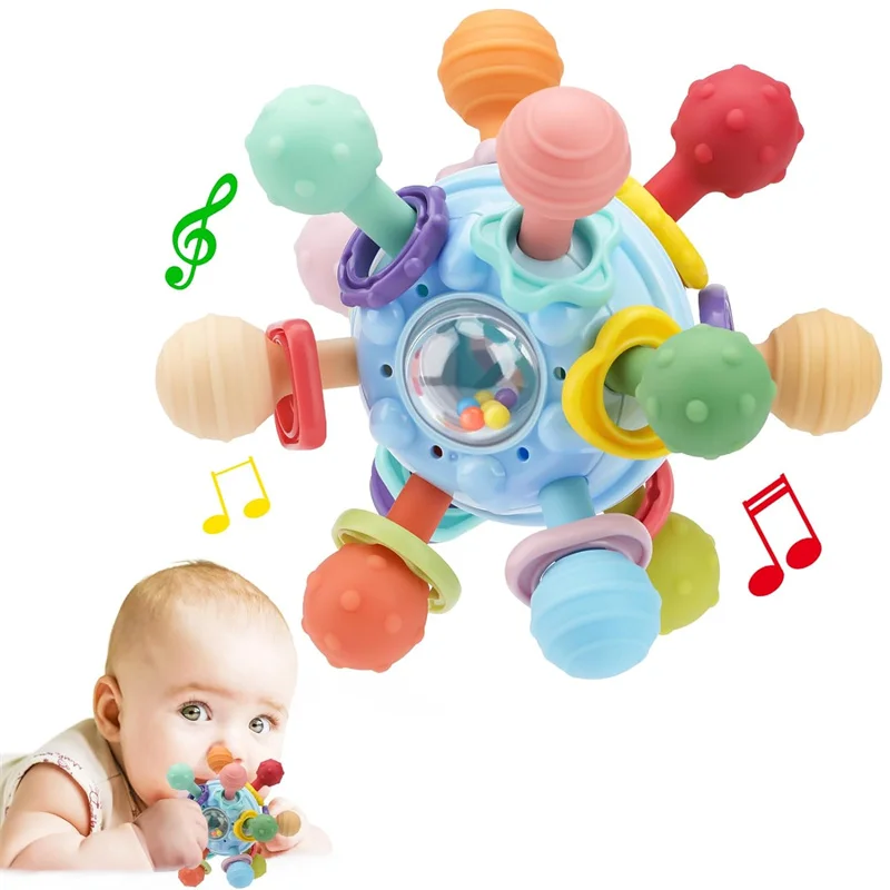 Atomic Ball Baby Montessori Sensory Toy For 0-6 6-12 Months, Food Grade Teething Toy For Babies