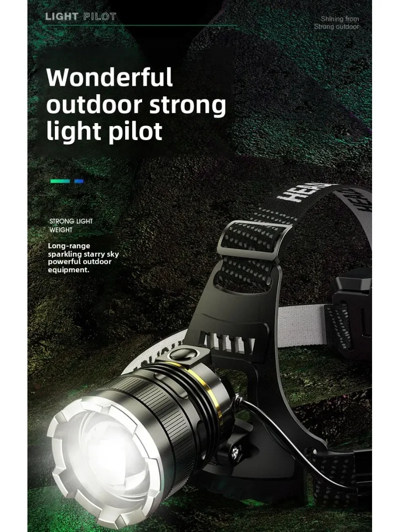 Leistungsstarke Scheinwerfer 2*18650 Batterie Wiederaufladbare High Power LED Kopf Taschenlampe Angeln Kopf Laterne Professionelle Front Licht