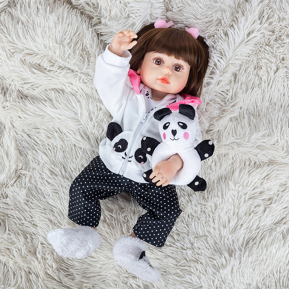 BRASTOY Girl Reborn Panda Doll 48cm جسم سيليكون، الشحن من البرازيل