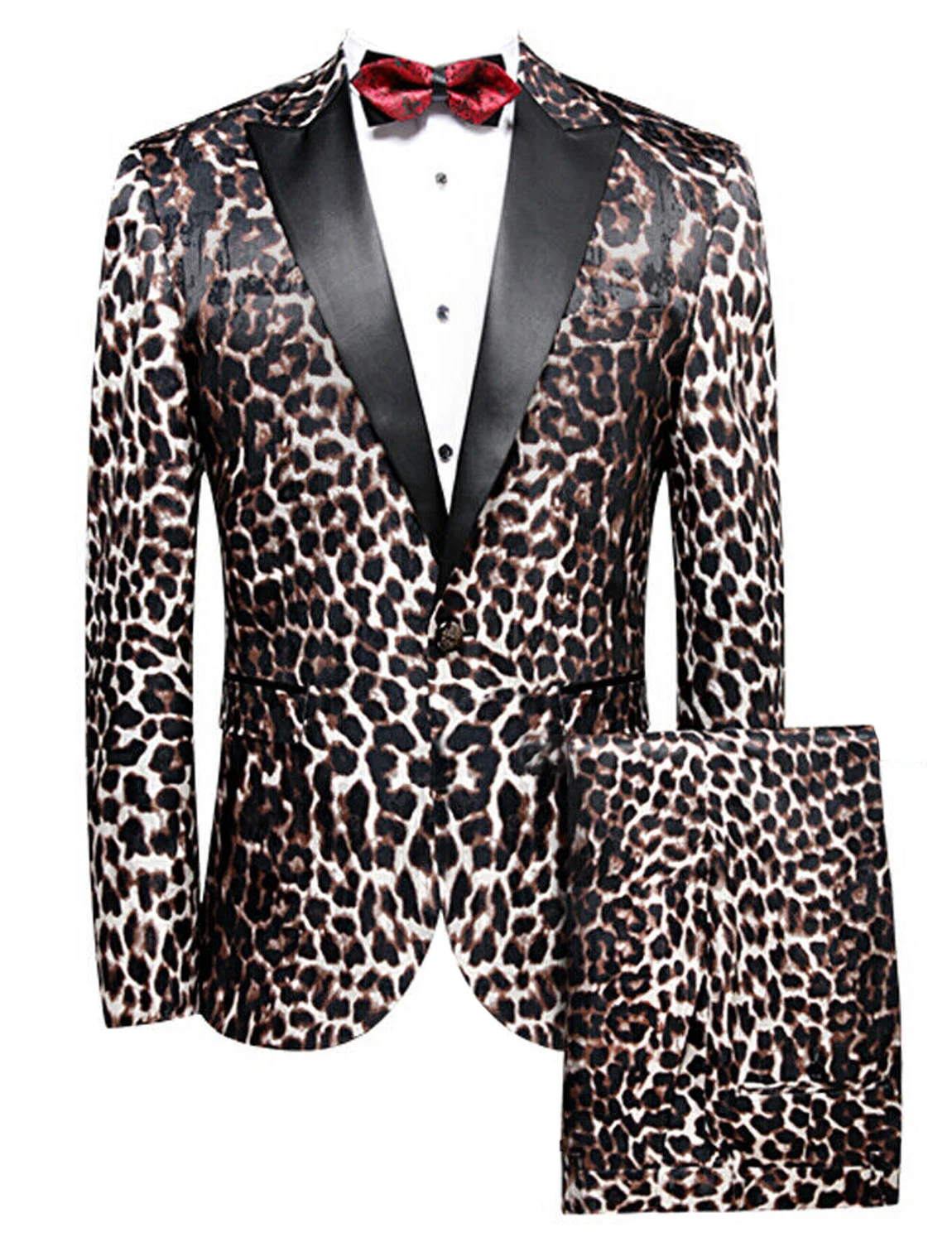 

Men's Leopard Grain Suit Peak Lapel Two Pieces Set