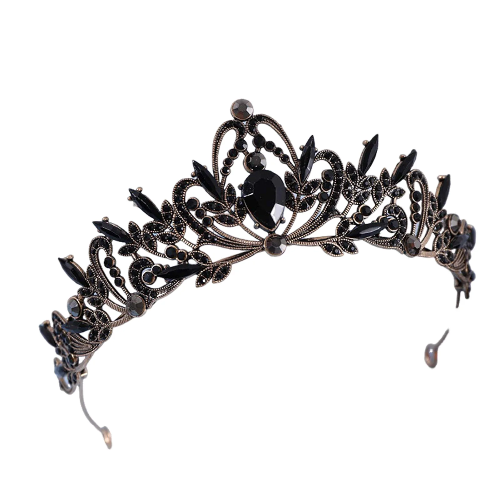 Hollow Out Crowns Hair Jewelry Full Rhinestones Anti-slip Smooth Round Crown for Masquerade Ball Banquet Headwear