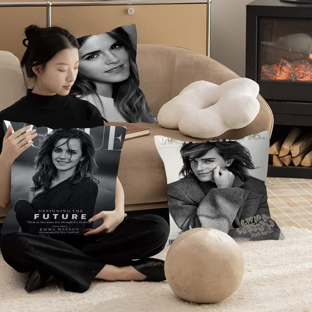 الممثلة E-Emma Watsons وسادة غطاء الوسادة المخدة غرفة المعيشة أريكة ديكور المنزل حسب الطلب