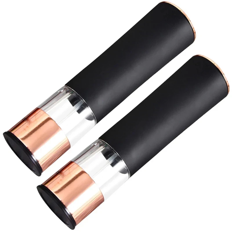 เครื่องบดพริกไทยเกลือแบบอัตโนมัติใหม่2ชิ้นเครื่องบดเครื่องเทศไฟฟ้าใช้พลังงานจากแบตเตอรี่สามารถปรับความหยาบพริกไทยได้ครัว