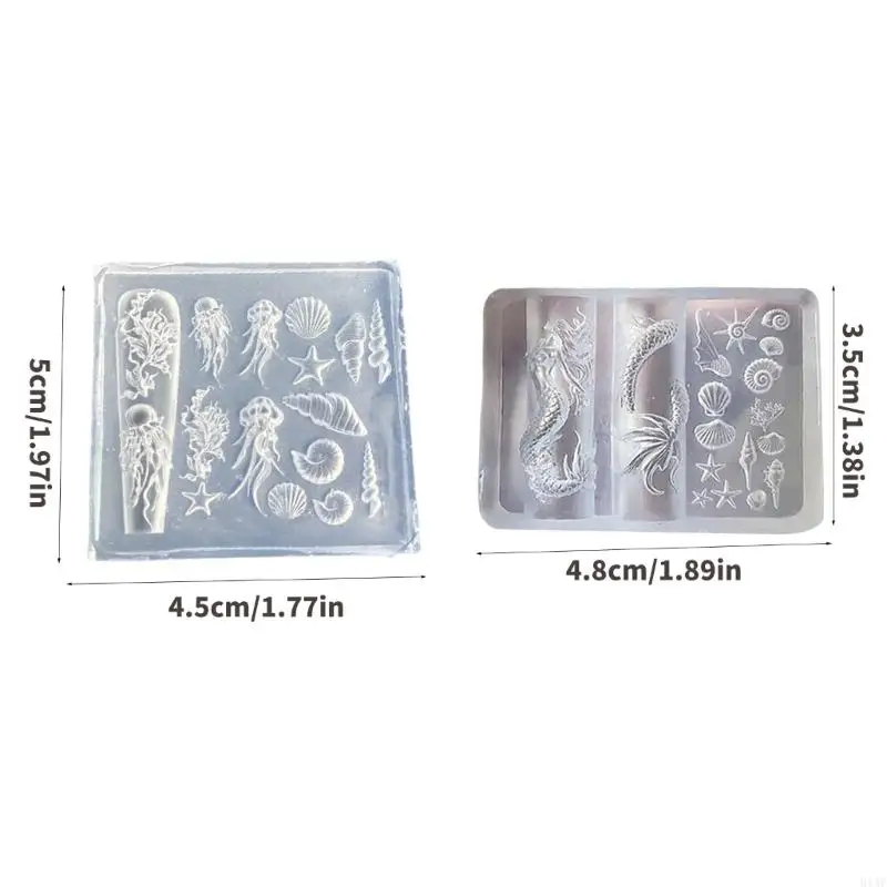 91AF 2 Pack Oceanics موضوع قالب السيليكون لفن الأظافر واليد اليدوية #6