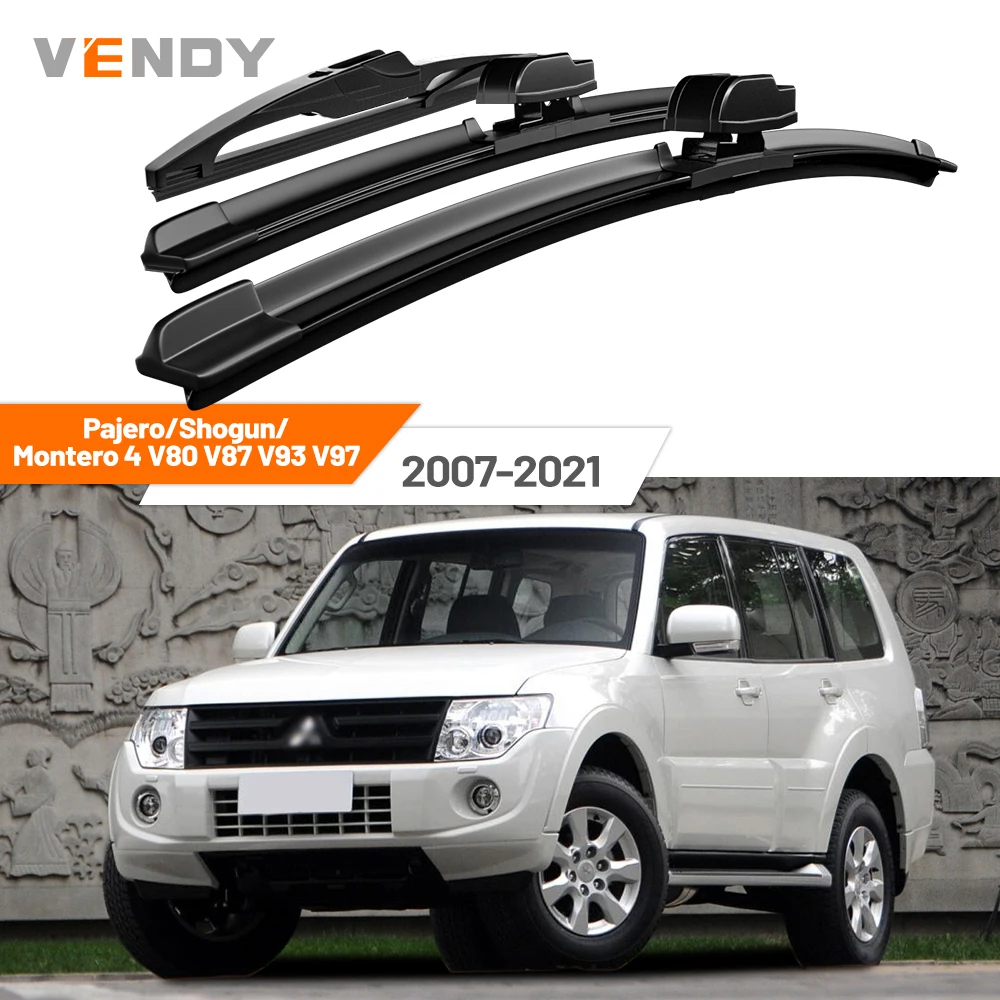 

For Mitsubishi Pajero Shogun Montero 4 V80 V87 V93 V97 2007-2021 Front & Rear Windshield Wiper Blades Windscreen Wipers Set