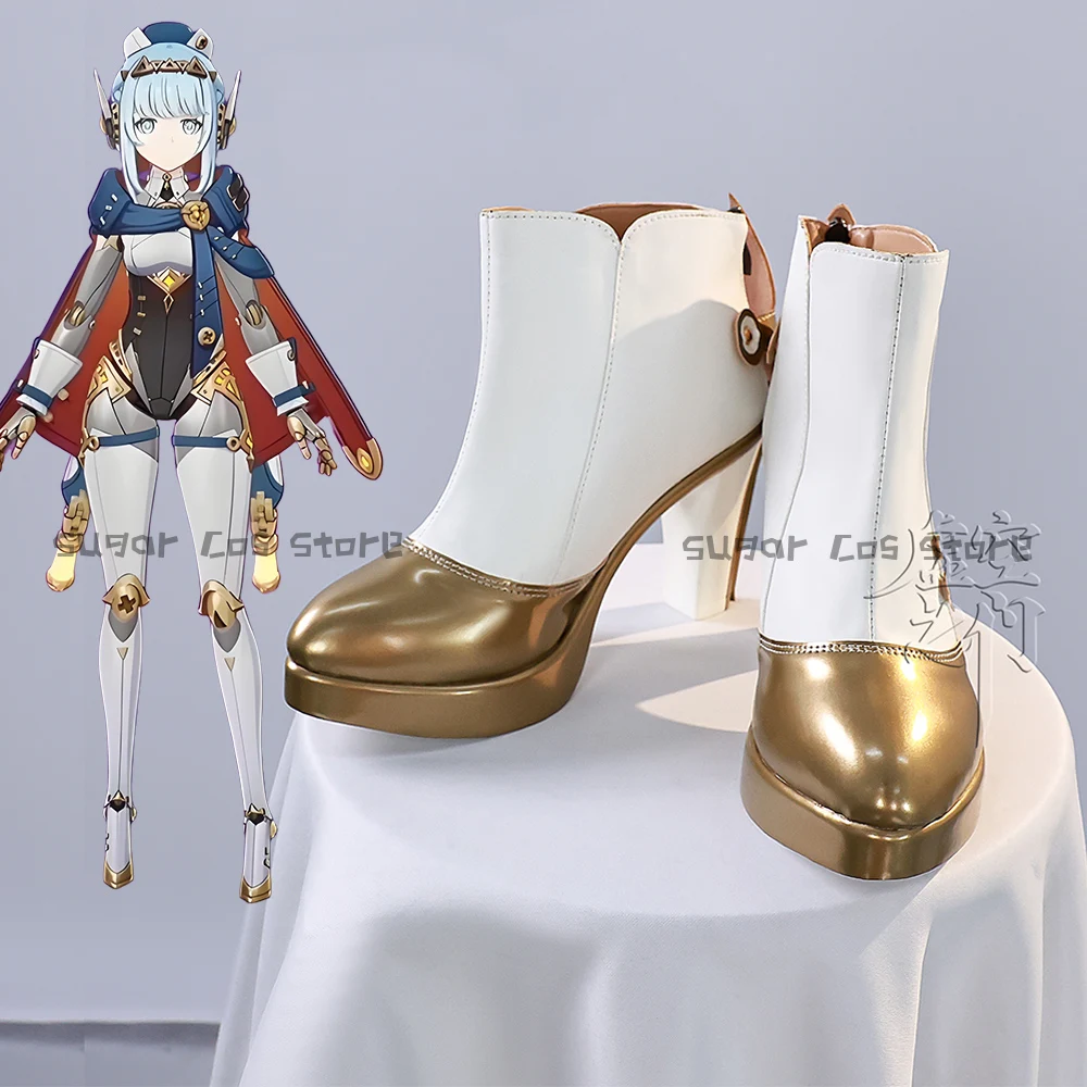 

Genshin Impact Ineffa, обувь для косплея, ботинки, туфли на высоком каблуке, механические аксессуары для ролевых игр для девочек, вечерние аксессуары на Хэллоуин для женщин и девочек