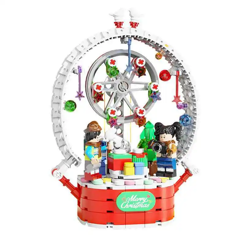 3D Puzzle Handmade Assembly Model Toys, Christmas Rotating Ferris Wheel, Building Model Ornaments, Gift, XT105