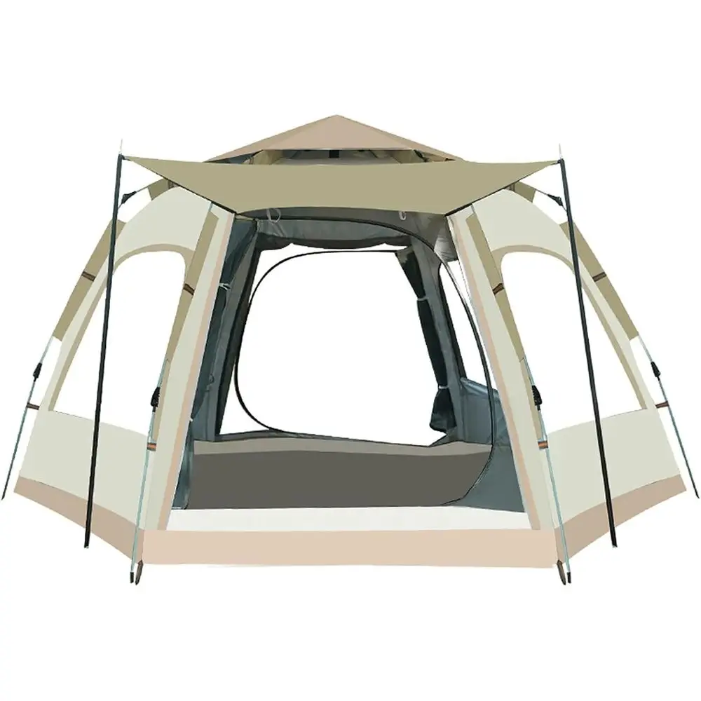 

Large Family Camping Tent: Easy Setup, Waterproof, Windproof, UV Protection for 3-8 People