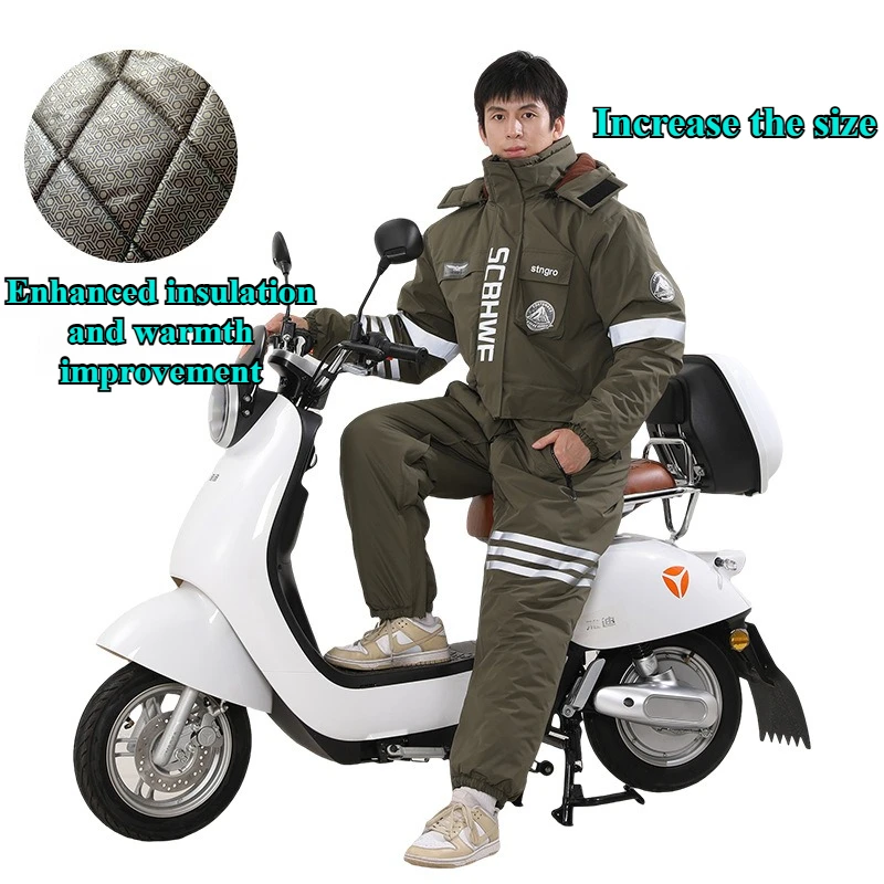

2025 Новая морозостойкая одежда для езды на мотоцикле, мужская и женская водонепроницаемая зимняя одежда с плюшевой толстой ветровкой, лыжный комбинезон