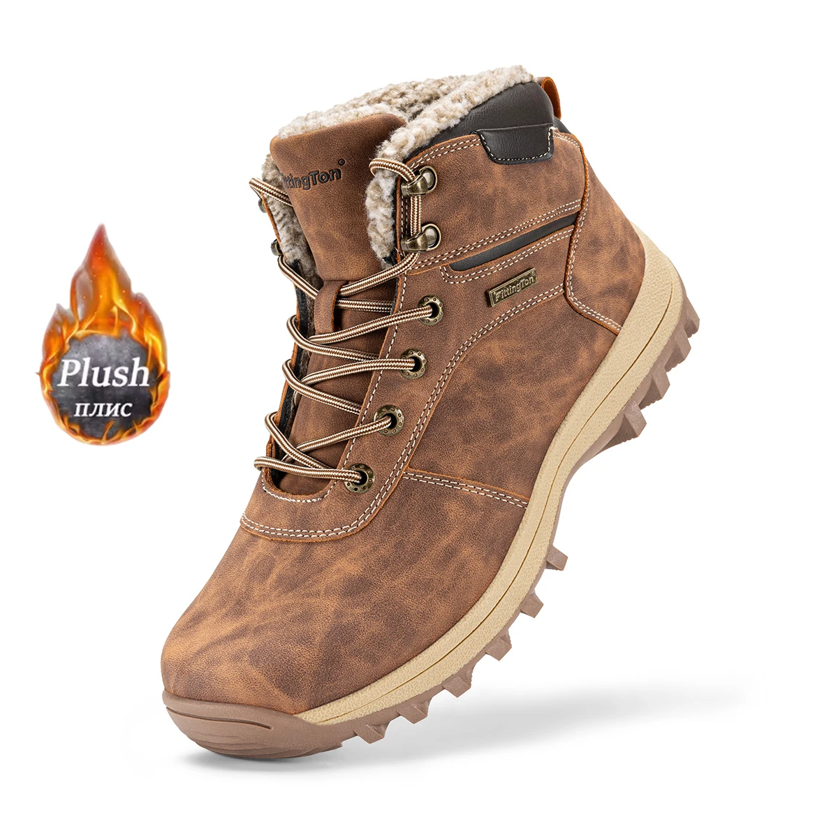 Men's Snow Boots Winter Warm Shoes Fuzzy-Lined Windproof Hiking Boots Winter Insulated Shoes Fuzzy-Lined Windproof Hiking Boat