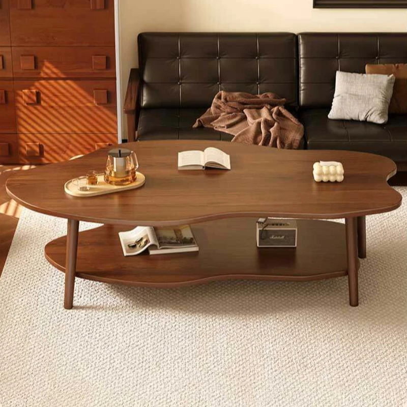 Middle Ages aesthetic coffee tables double-layer design minimalist wooden side table журнальный столик living room furniture