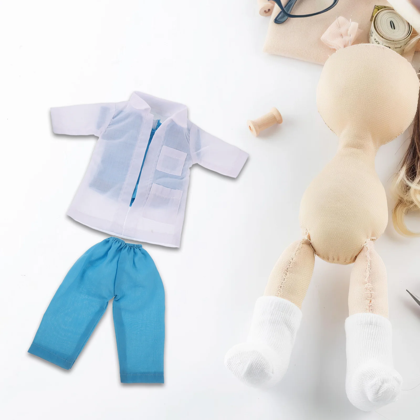 1세트 18인치 의사 의상 세트 패브릭 의료복 역할놀이 의류 어린이용 역할놀이 액세서리 키트