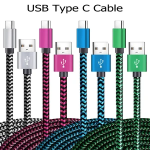 Type C USB charging cable, 2.4A Fast loading, nylon braided wire, samsung charger cable, huawei, Android mobile phone, 1m, 2m, 3m 6 Main Sales Glasses Nano - №4