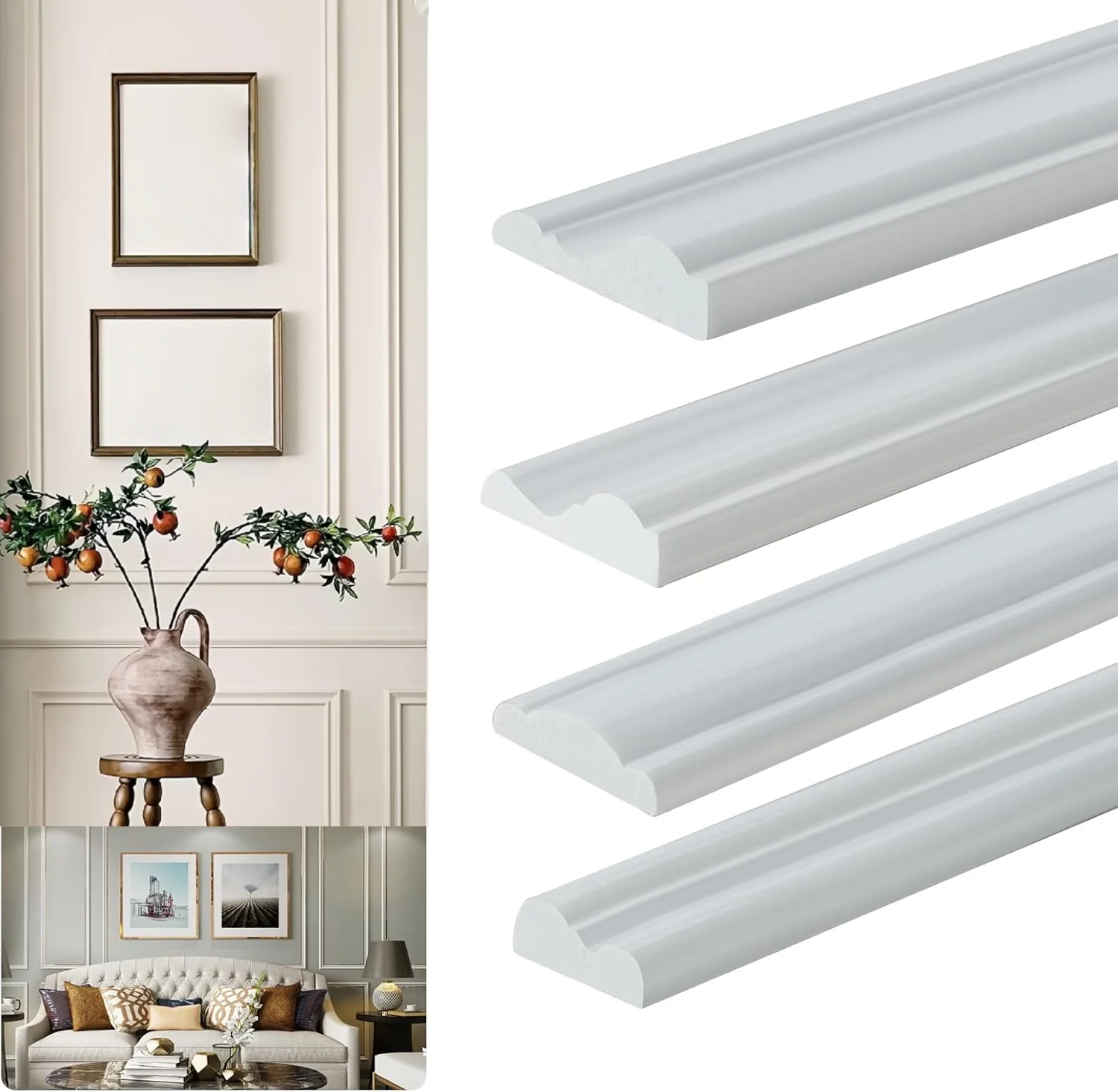 1PC 2m/78.74inch Self Adhesive Wall Moulding Trim Peel and Stick Chair Rail Panel Molding Strong for Home DIY Decoration