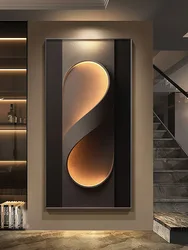 Porch Entrance Foyer Wall Decoration Crystal Porcelain Remote Dimming LED Mural Lights Hotel Lobby Living Room Hanging Paintings