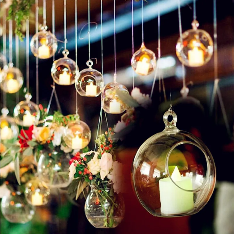 

50Pcs New 100mm Transparent Acrylic Ball Wedding Party Ceiling Layout Decorations Hanging Ornaments Candle Container