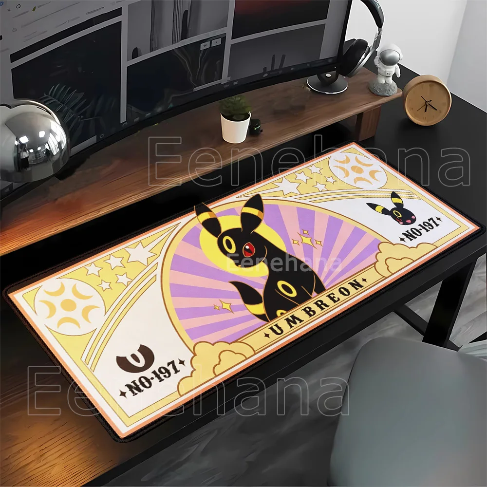 Umbreon Eevee family pokemon Anime XXL Mouse Pad Kawaii Keyboard Gaming Rubber HD printing overlock Office accessories Desk Mat