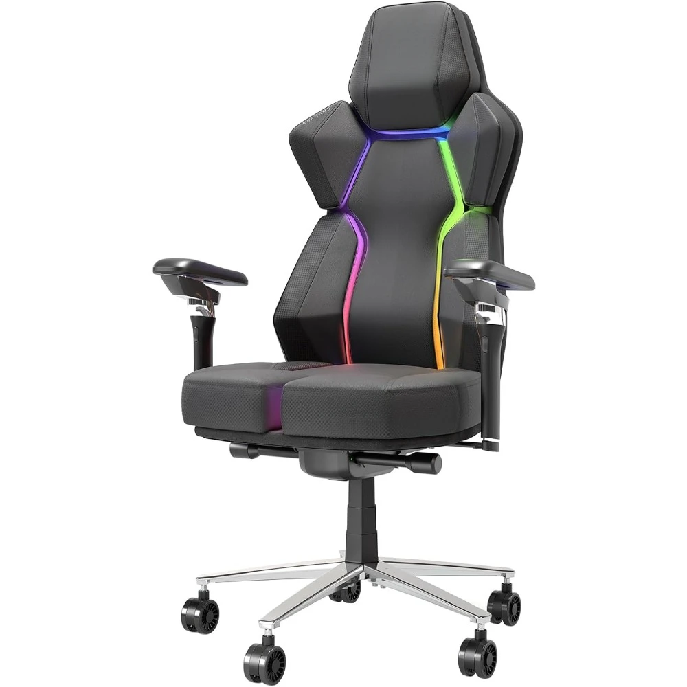 Gaming Chair, Ergonomic Gamer Chair with Dynamic RGB LED Lights, 6D Adjustable Armrests, Detachable Custom Modules