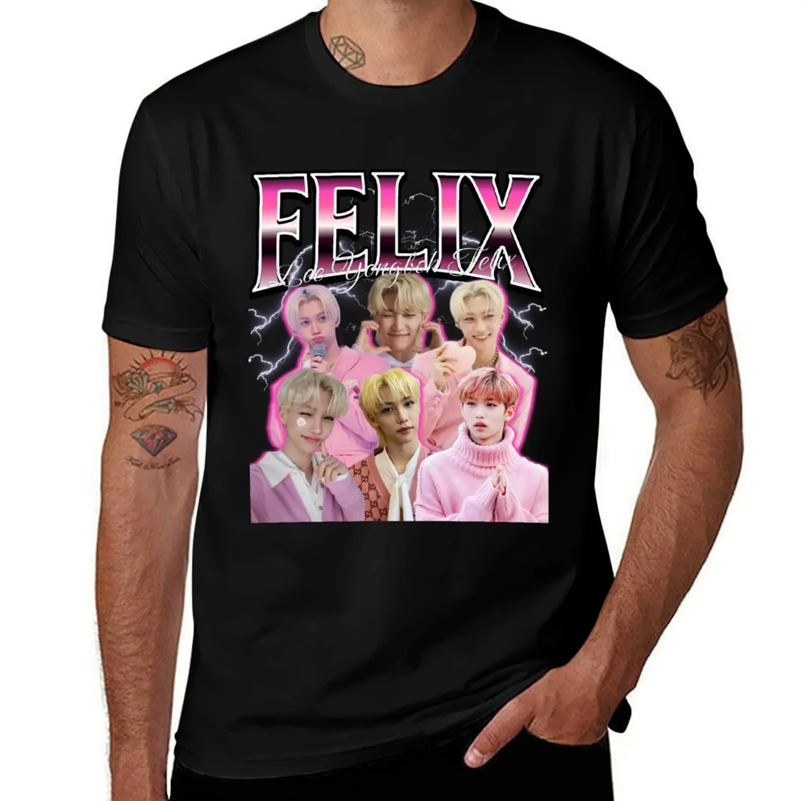Felix Pink 90s T-Shirt Fashion Simple Casual Tee Shirt T-Shirt