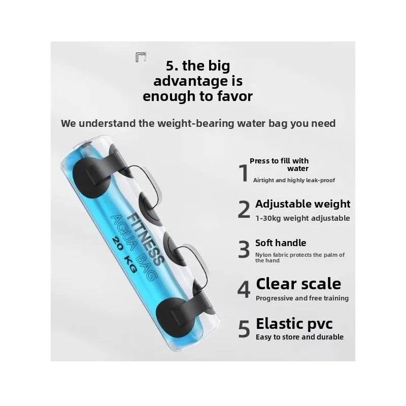 Water Weight Bag for Fitness Training, Adjustable Sandbag Alternative PVC Dumbbell, 20-60L Portable Hydration Pack