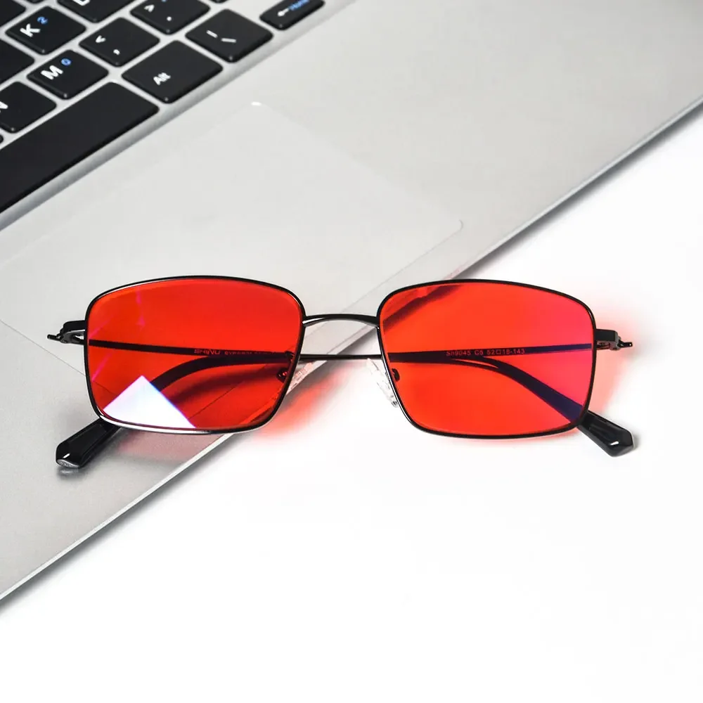 Blaulichtbrille für Herren, orangefarbene Linse, rote Linse, klare Linse, Metallbrille, Blaulichtschutz, blaues Licht blockierende Brille für Männer – Detail 16