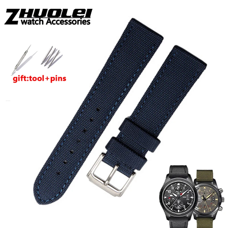 Voor SKX007 SKX009 Polsband Nylon Canvas Duurzaam Sport Gewatteerde Horloge Band Comfortabele Lederen Voering Band 18 19 20 21 22 23 24Mm