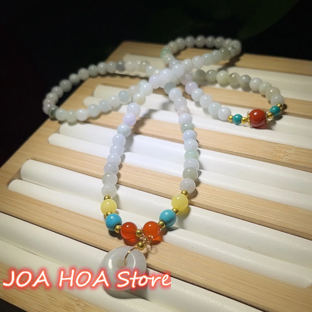 Jadeite Round Beads Bracelet DIY Handcrafted Natural Jade Handchain Pendant Necklace Sweater Chain Bangle Jewelry