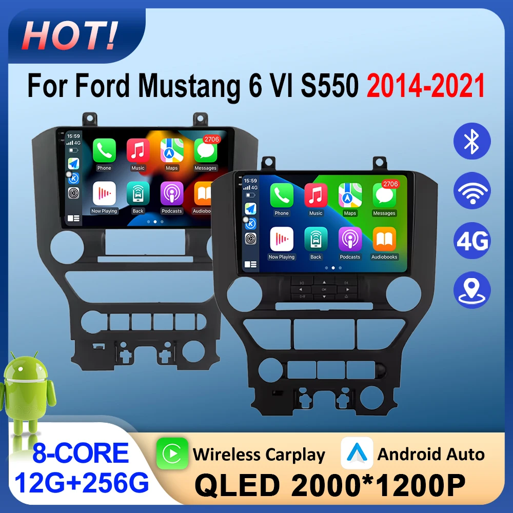 

GPS Navi Wireless Carplay For Ford Mustang 6 VI S550 2014-2021 Android 16 Car Radio Multimedia Player Bluetooth Stereo Auto