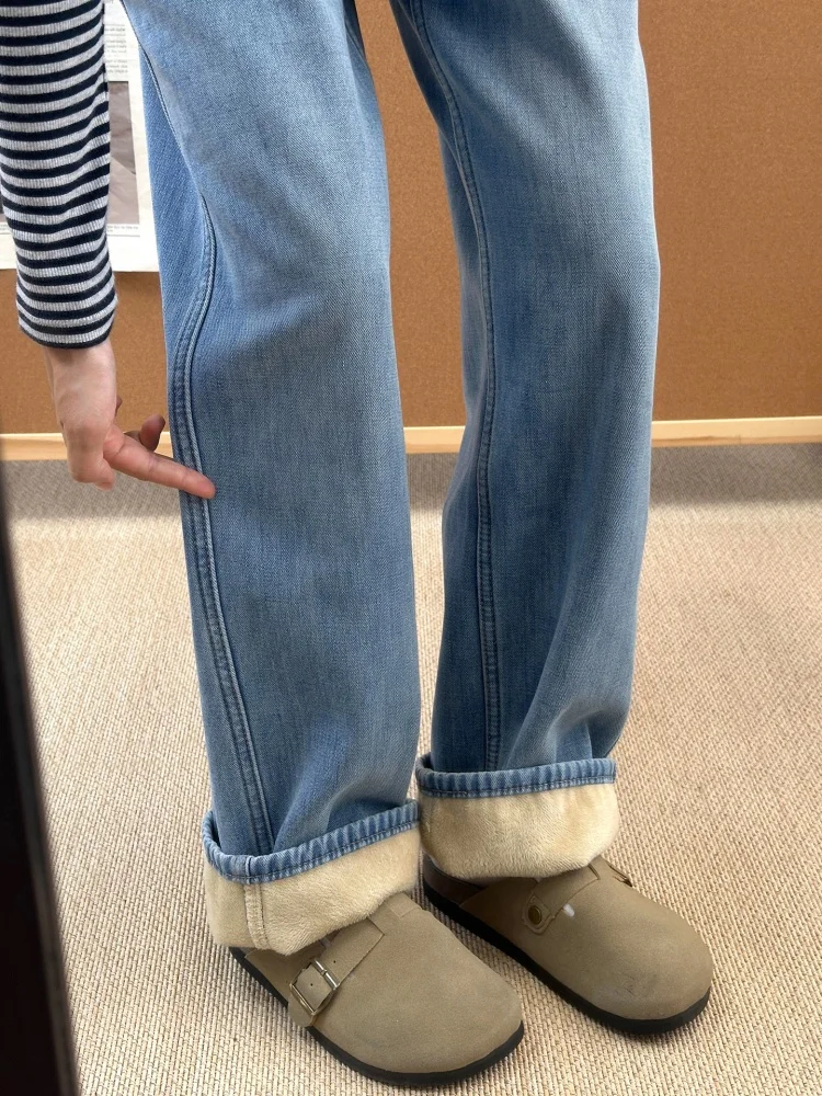 

Женские джинсы Thiened Fce с высокой талией, облегающие широкие брюки, удобные дышащие, износостойкие для женщин больших размеров