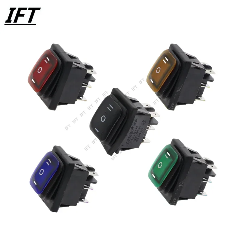 10pcs on-off-on 220V Heavy Duty 6 pin DPDT IP67 Waterproof Auto Boat Marine Toggle Rocker Switch with LED 30x22mm