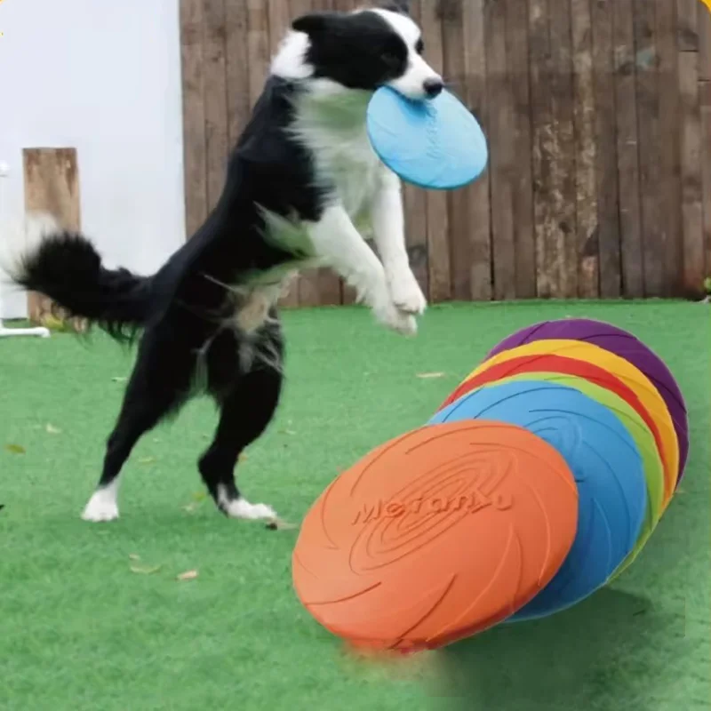 لدغة الكلب - لعبة عائمة على شكل قرص طائر مقاومة للتدريب، حاوية مياه طعام متعددة الأغراض، مادة السيليكون، لعبة الحيوانات الأليفة