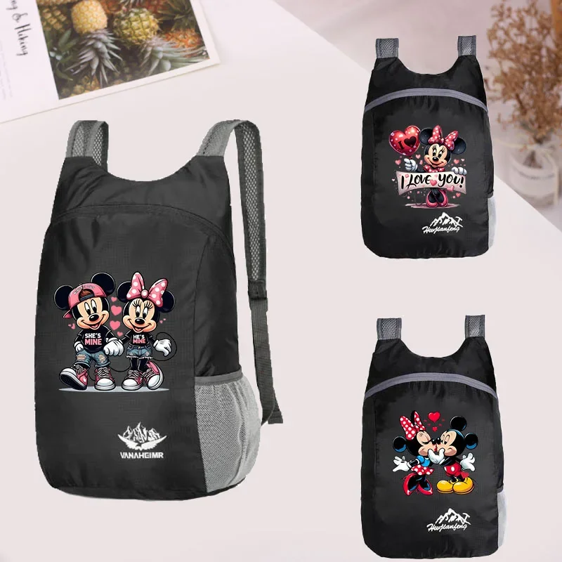 

Disney Mickey Minnie Mouse Outdoor Sport Portable Folding Backpack Storage Bag Casual Climbing Back Bags for Men Women Daypack