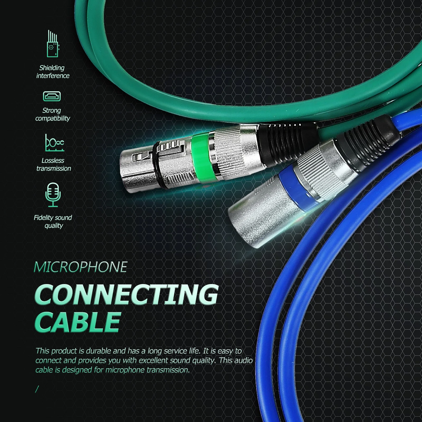 

5pcs Xlr Cable High-End Microphone Audio Connector Flexible Adapter For Mic Speaker System Cord Party Wedding Event Use