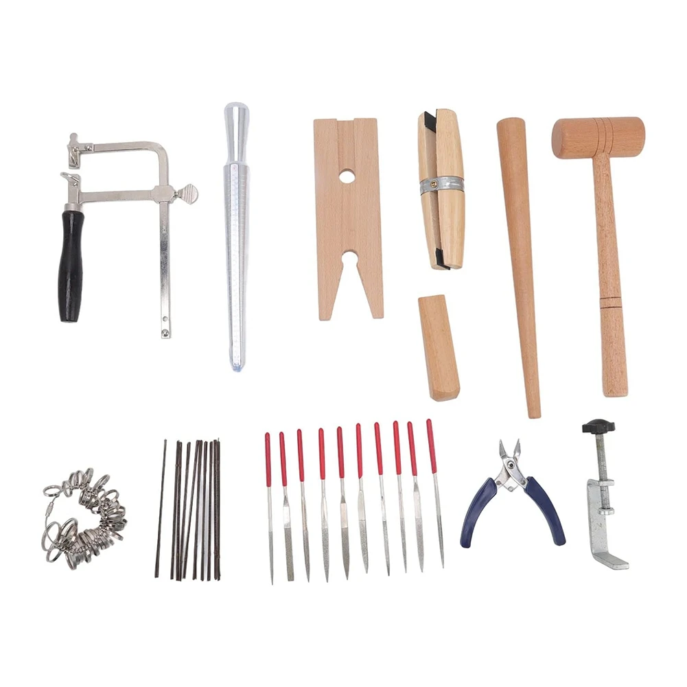 Jewelry Making Tools Jeweler Saw Frame Blade Wire Cutter Needle File Ring Mandrel Jewelry Tool Set for Jewelry Making