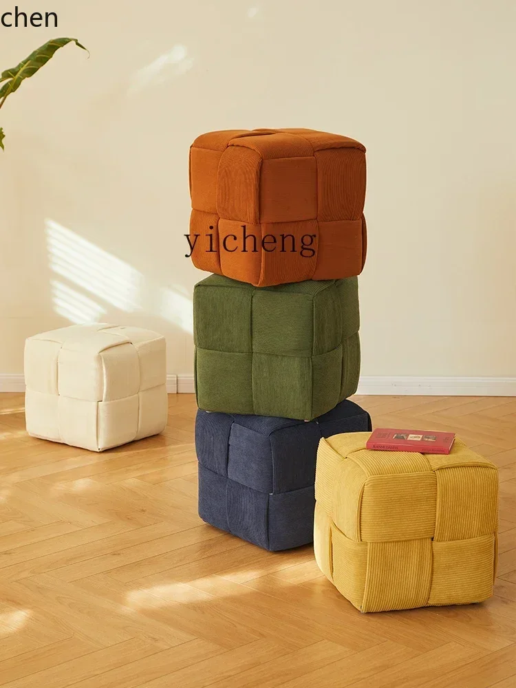 ZMLsmall stool home sofa stool living room retro seat pier corduroy Internet celebrity door shoe change small bench