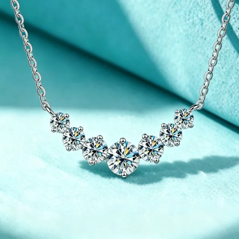 

TS 925 Sterling Silver 1.7/2.8/5CT Moissanite Necklace for Women with Certificate Fine Jewelry Gift Wedding Party Necklace